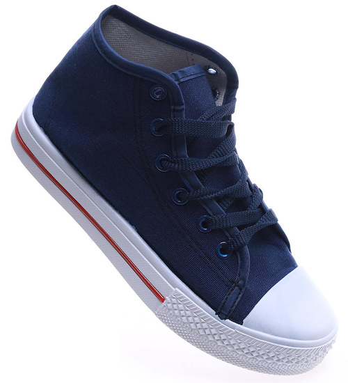 Wysokie granatowe trampki damskie /B1-1 14295 T131/