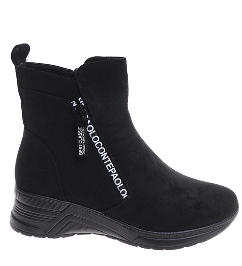 Zimowe sportowe botki damskie czarne /A3-1 18541 W482/