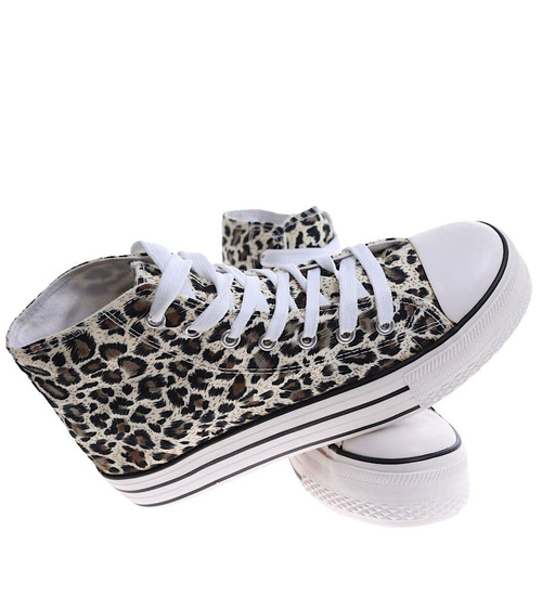 Wysokie trampki damskie na platformie Panterka /D9-2 16741 G9-84/