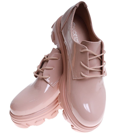 Cieliste sznurowane półbuty damskie /E10-2 16937 T246/