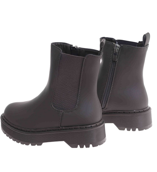 Oliwkowe matowe dziewczęce botki ocieplane /G13-2 18375 T188/