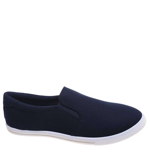 Wsuwane materiałowe trampki slip on Granatowe /E2-3 18737 T280/