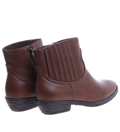 Brązowe botki damskie z suwakiem /C6-2? 14850 S296/