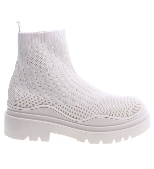 Beżowe trampki damskie na platformie /C1-2 13377 T292/