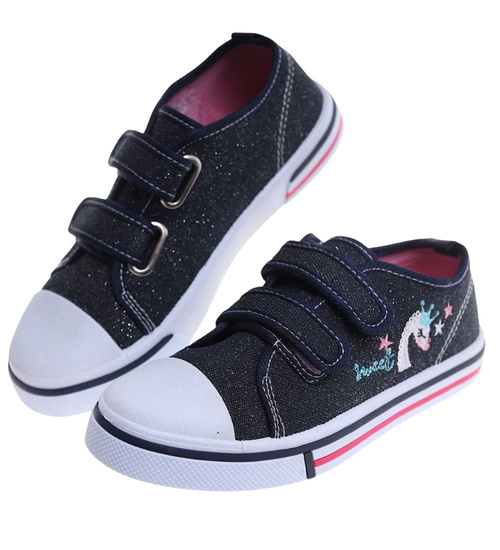 Granatowe dziewczęce trampki na rzepy /F9-2 18114 200/