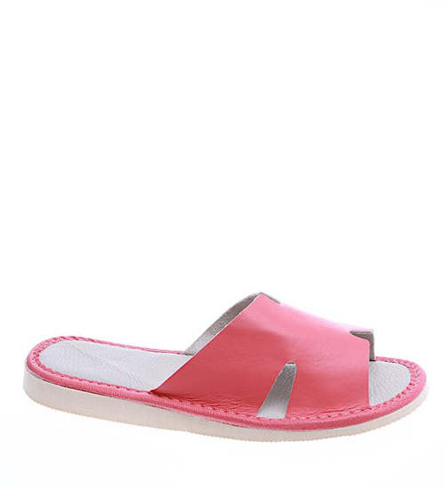 Skórzane domowe klapki kapcie pomarańczowe /E8-1 14237 S194/