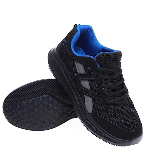 Chłopięce wiązane czarne buty sportowe /E3-2 16780  T396/