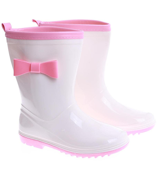 Biało różowe kalosze z kokardką /G4-1 14860 S297/
