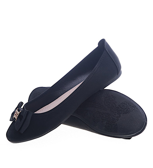 Dziewczęce czarne balerinki kokardka /A3-2 13296 T290/