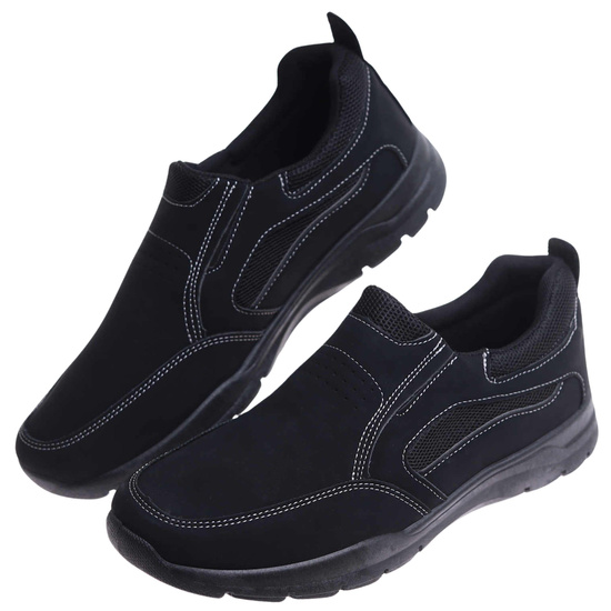Wsuwane czarne męskie buty sportowe /C2-3 17433  T484/