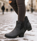 Zimowe szare botki na niskim obcasie /F5-3 18506 T386/