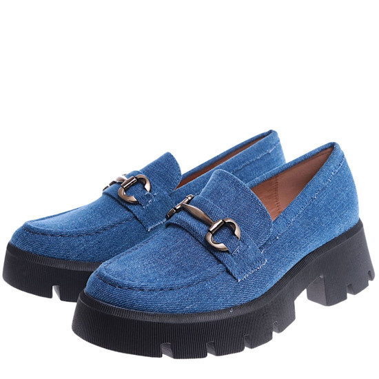 Półbuty loafersy damskie na platformie /E5-2 14894 T487/