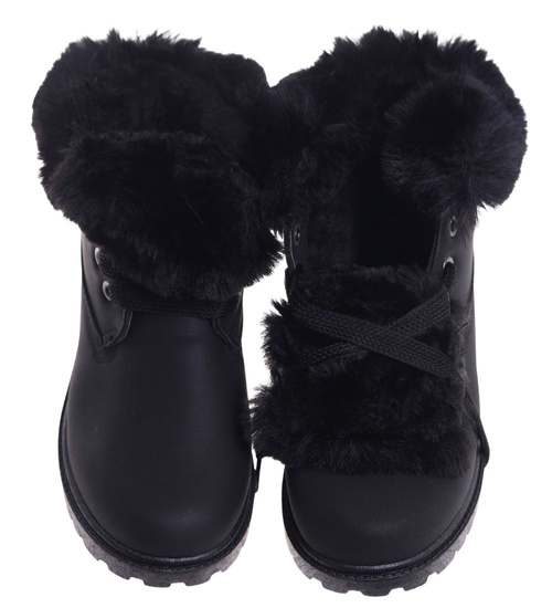 Czarne dziewczęce trapery z futerkiem /D9-2 12735 T492 +H2/