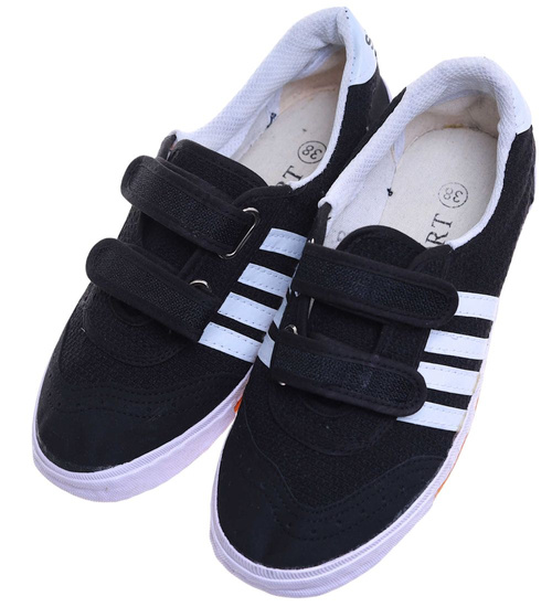 Chłopięce czarne trampki halówki na rzep /E3-1 17642 T137/