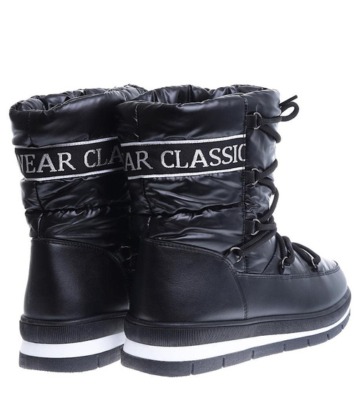 Czarne zimowe kozaki śniegowce /E2-3 15398 T635/