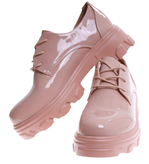 Cieliste sznurowane półbuty damskie /E10-2 16937 T246/