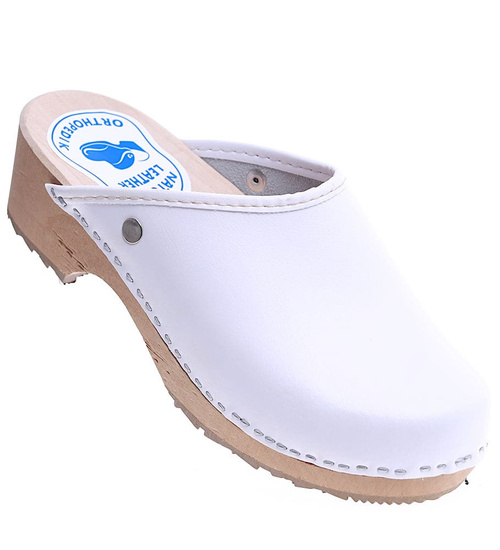 Klasyczne klapki drewniaki BIAŁE /D1-1 2199 M493/