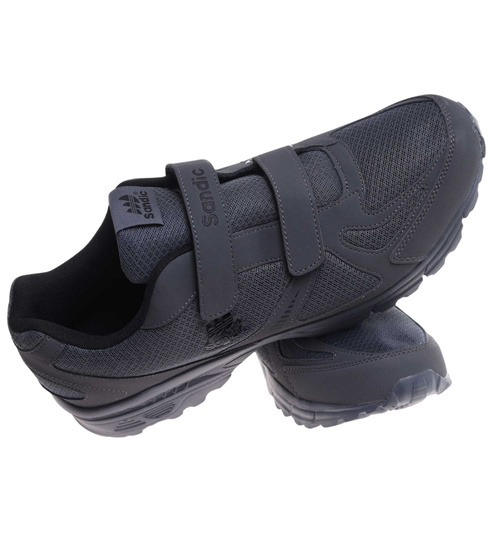 Szare męskie buty sportowe na rzepy Sandic Duże rozmiary /G5-1 18117 T678/