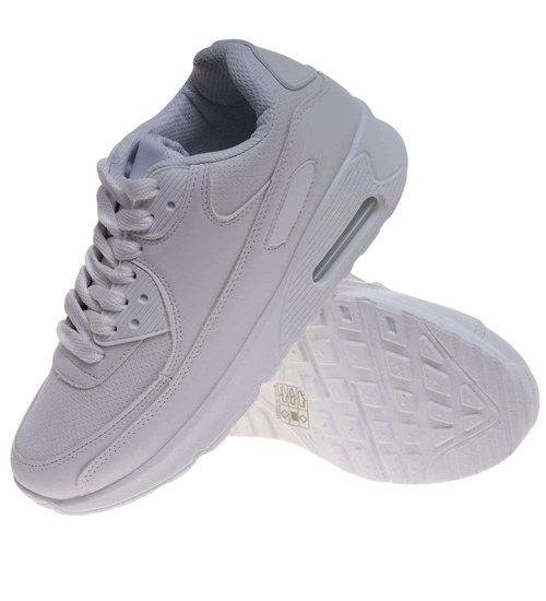 Sznurowane białe buty sportowe damskie /F9-3 18663 T4/