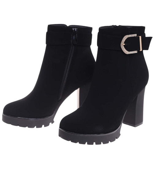 Zimowe botki na grubym obcasie i platformie /A5-3 18511 T482/