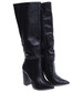 Czarne kozaki damskie na słupku /G3-2 14909 T435/