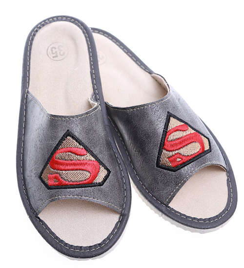 Super kapcie wsuwane klapki Szare /F1-1 9116 S180/