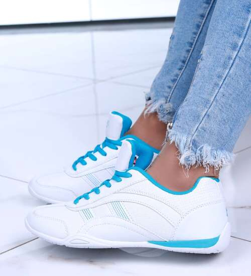 Biało niebieskie damskie buty sportowe /D1-2 14982 S341/
