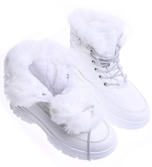 Białe zimowe śniegowce z futerkiem /D7-1 15355 T562/