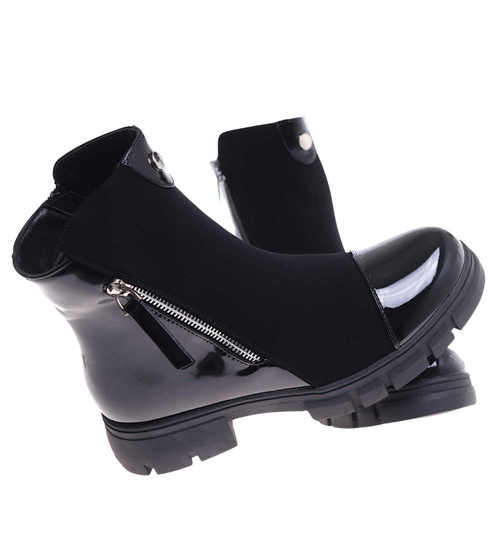 Czarne botki damskie workery /A3-3 18399 W4/