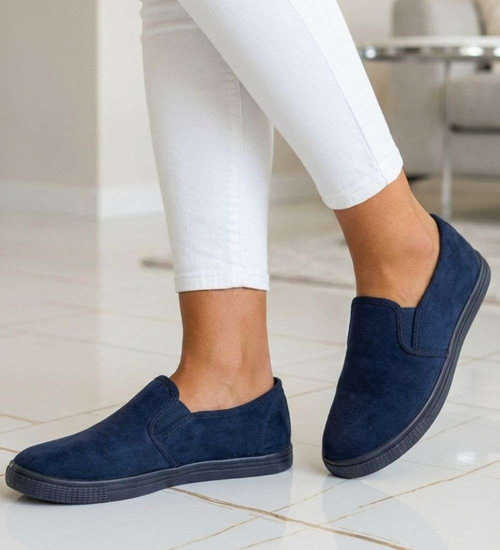 Wsuwane granatowe tenisówki z tkaniny /D9-2 15662 T1/