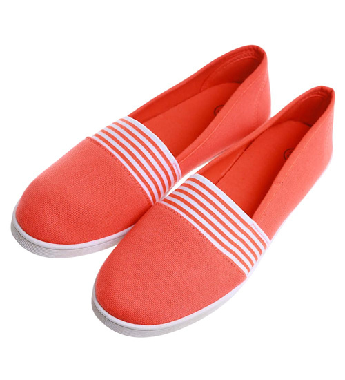 Wsuwane pomarańczowe trampki damskie slip on /D1-2 17493 T077/