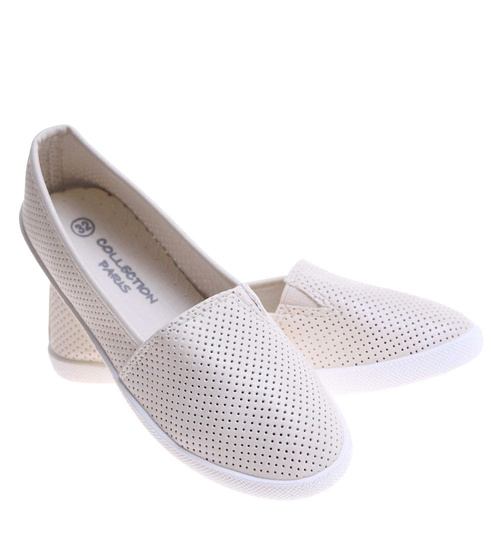 Beżowe ażurowe baleriny dziewczęce /E8-2 17631 121/