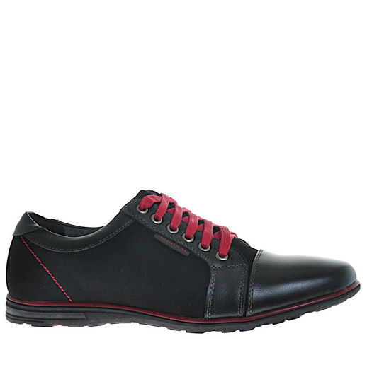 Półbuty męskie sznurowane Czarne /F8-2 10261 S389/