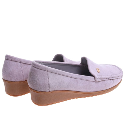 Szaro fioletowe czółenka na niskim koturnie /F7-3 17665 W289/