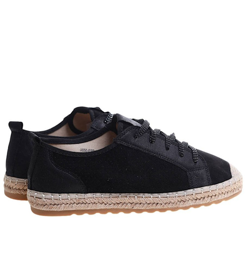 Czarne półbuty espadryle na platformie /H2 17204 G185/