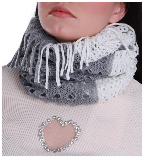 Biało szary szal komin apaszka /H2 S34 T0/