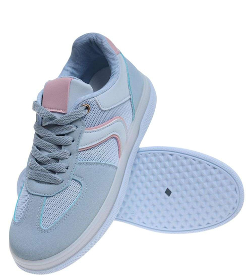 Wiązane snekaersy damskie niebieskie pastelowe /F10-1 18826 G455/