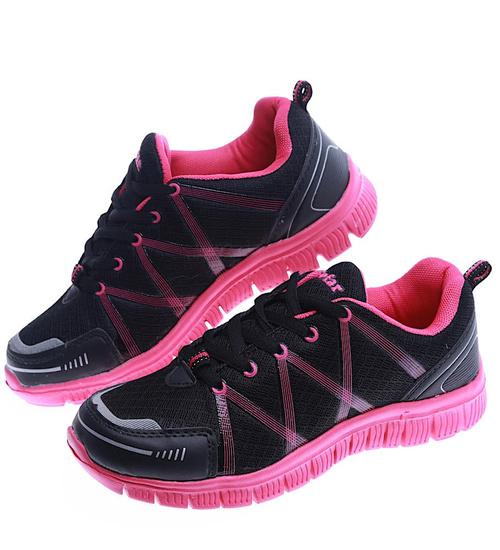 Czarno fuksjowe lekkie buty sportowe /G8-3 13747 S203/