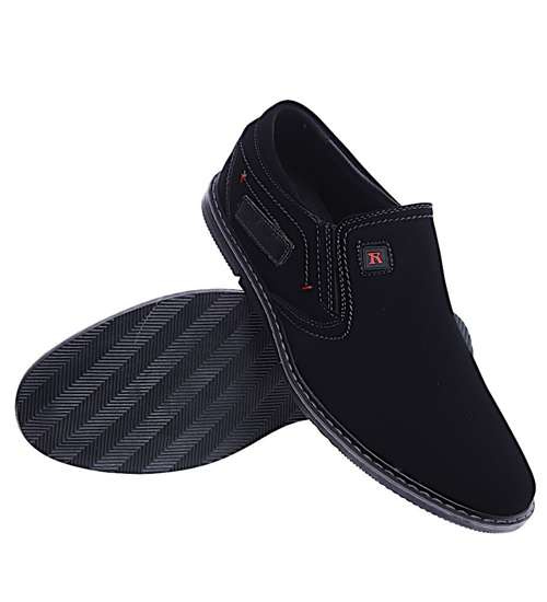 Wsuwane męskie półbuty czarne mokasyny /E3-3 14637 S499/ Wsuwane męskie półbuty czarne mokasyny /E3-3 14637 S499/