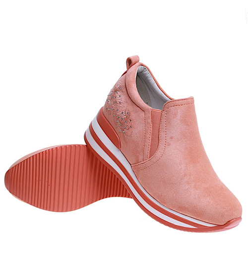 Damskie buty sportowe na platformie Pomarańczowe  /B4-3 16094 S293/ 