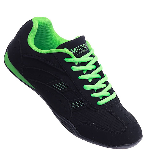 Zamszowe czarno zielone buty sportowe /A8-3 14732 S242/