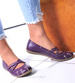Purpurowe damskie półbuty z paseczkiem /B4-2 12366 T086/