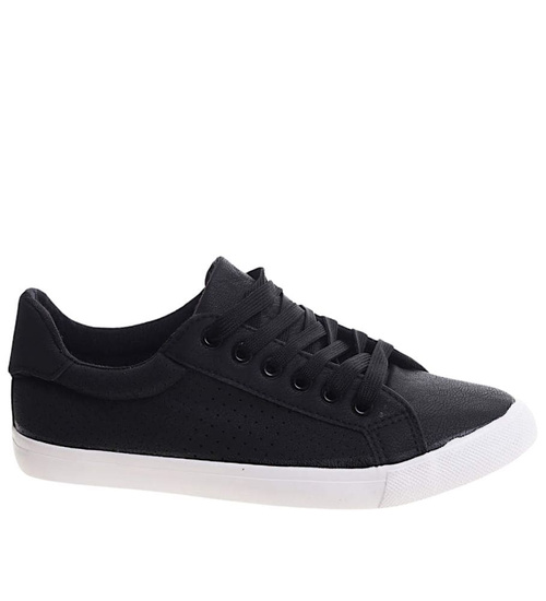 Czarne trampki damskie sznurowane /C6-2 12314 S197/