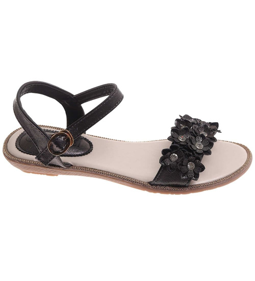 Czarne sandały na płaskim obcasie /A2-2 17917 T192/