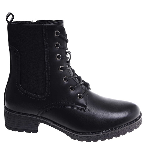 Czarne botki trapery damskie /E4-3 18271 W485/