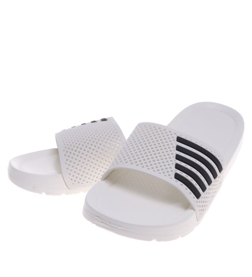 Klapki damskie na basen wodoodporne białe ażurowe /D8-1 18639 T187/