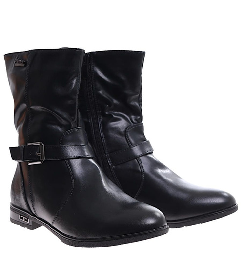 Wysokie czarne botki damskie /J5-3 16947 T230/