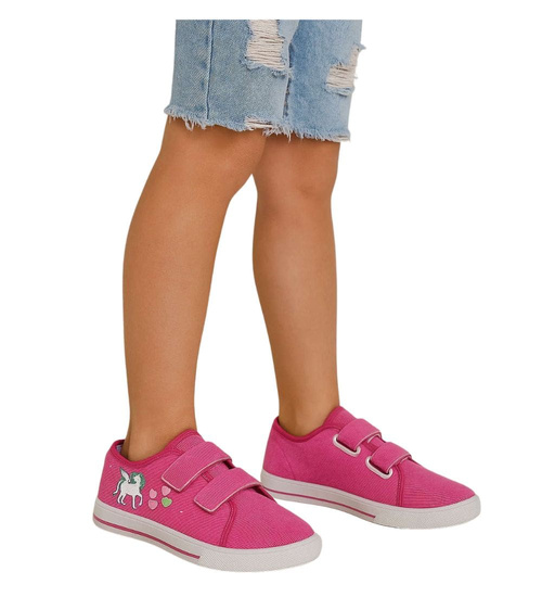 Fuksjowe tenisówki dla dziewczynki na rzepy /E6-1 18109 T189/