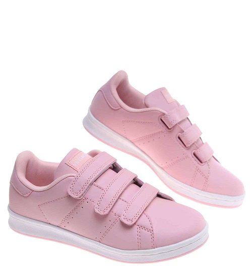 Snekaersy damskie różowe pastelowe na rzepy /E8-2 18697 T177/