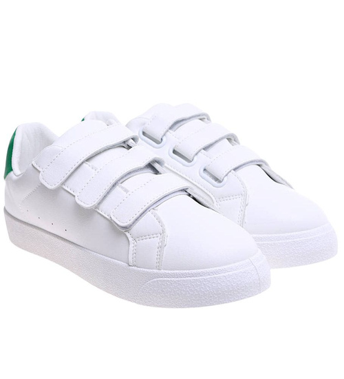 Białe damskie trampki na rzepy /f10-3 16247 G233/